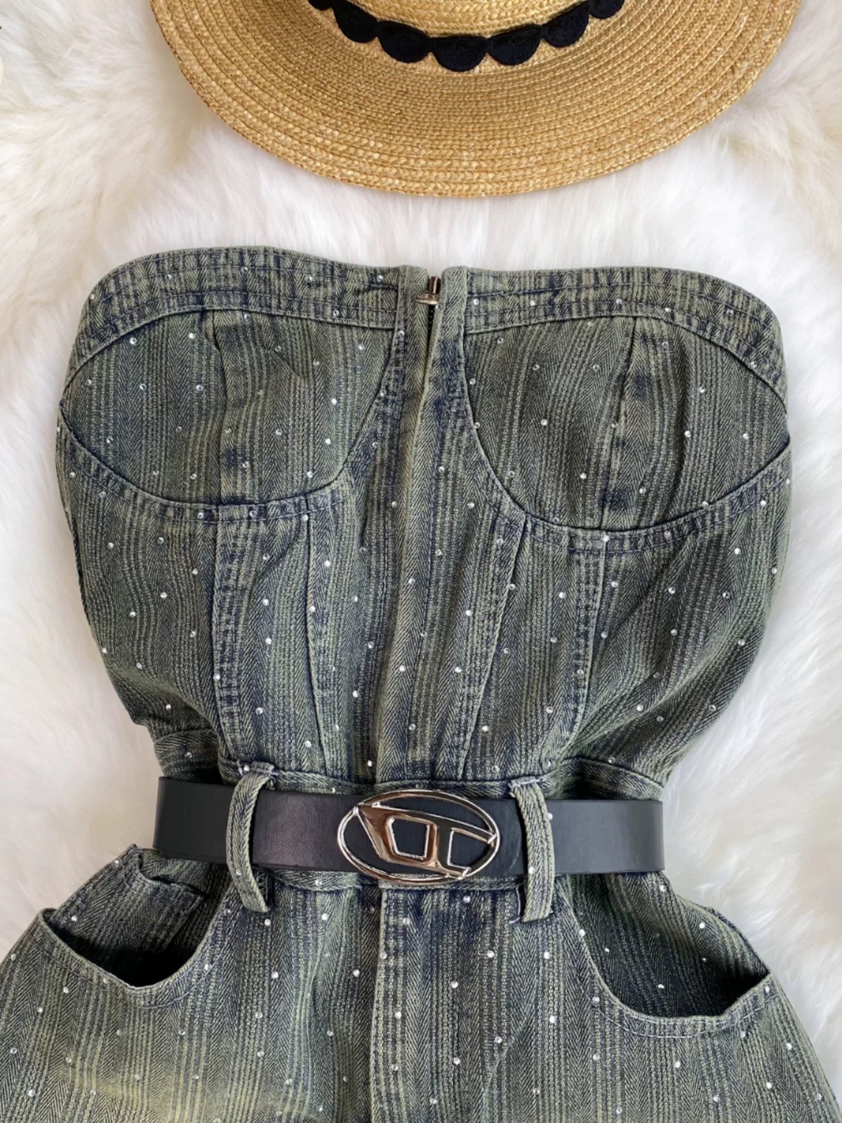 Cece denim jumpsuit & belt DJS106 images